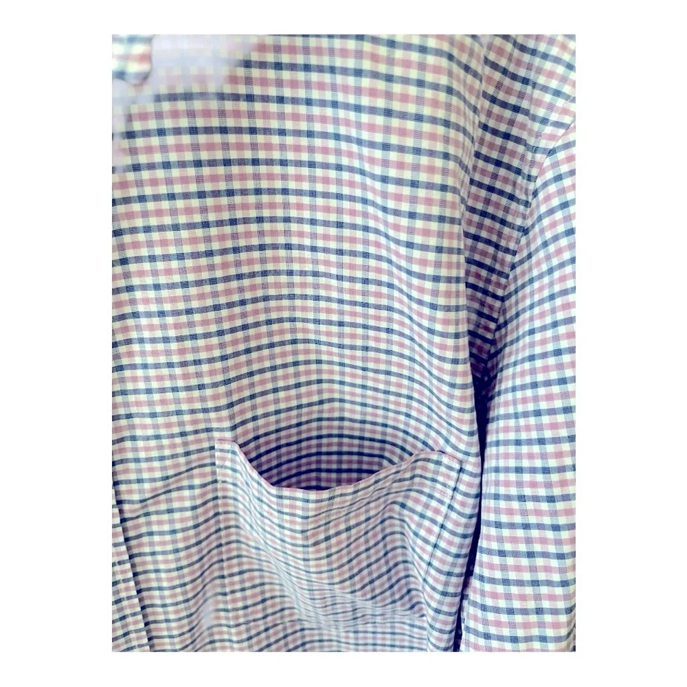 J.Crew Men’s Slim Fit Button-Down Shirt Large – Pink Blue‎ White Plaid Cotton